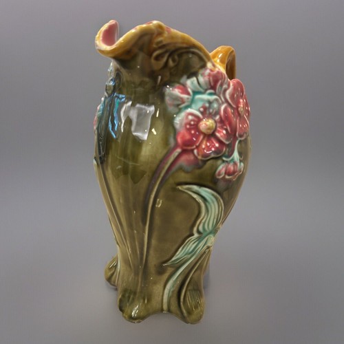 Majolica Red/Pink Flowers Pitcher Onnaing, circa 1900 ❤️❤️❤️ - Picture 2 of 7