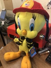 BIG USA LOONEY TUNES FIREFIGHTER TWEETY Bird Plush Stuff Animal Jacket Toy