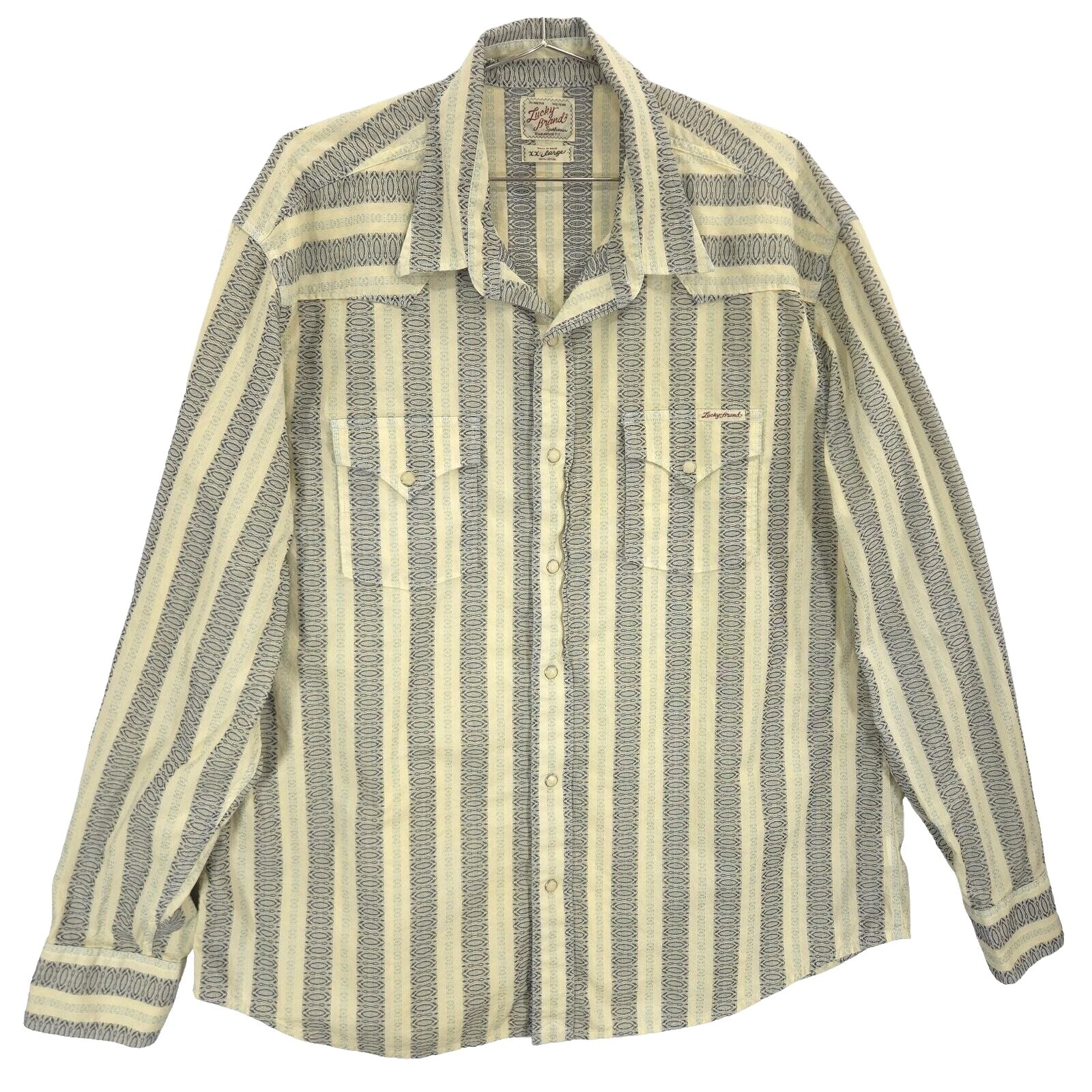 Botón Casual occidental Lucky Brand a Rayas-Down Shirts for Men