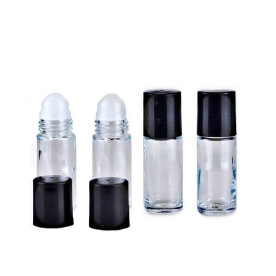 4 PCS 30ML Deodorant Glass Roller Bottles with Plastic Roller Ball Black Cap ...