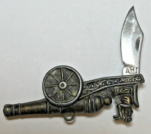 ART Rare Vintage Antique Folding Blade Cannon Pocket Knife Pendant Keychain E - Picture 2 of 3