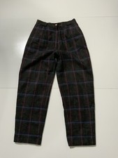 Vintage Donna ILaria Made In Italy Wool Tweed Plaid Pleated Dress Pants Sz. 12