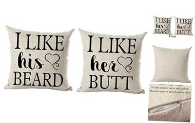  Set of 2 Black Quote I Like His Beard I Like Her Love for Lover Valentine's 