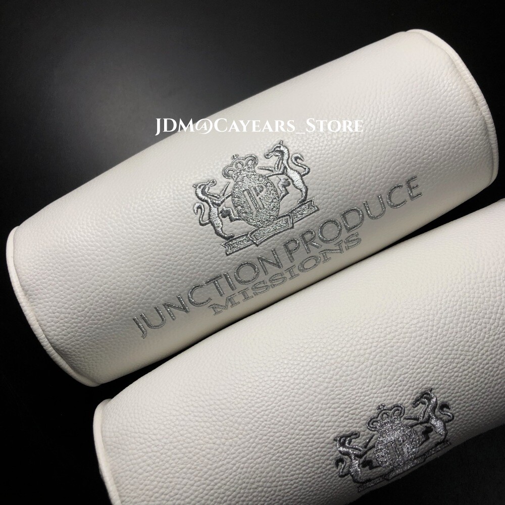 Junction Vip Pillows 2Pcs JP White Leather Headrests Junction Produce Car Seat Neck Pillows ...