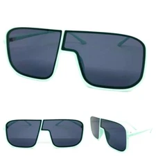 OVERSIZED EXAGGERATED Modern Retro Shield SUN GLASSES Large Seafoam Green Frame
