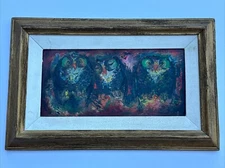 VINTAGE OWL PAINTING MYSTERY ARTIST EXPRESSIONISM MID CENTURY MODERN SIGNED