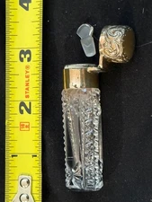 Antique Cut Crystal Perfume / Scent Bottle Decanter Sterling Cap See Description