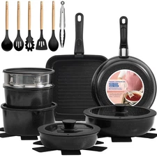 Ceramic Nonstick Pots and Pans Set - Cookware Set with Detachable Handle - 25...