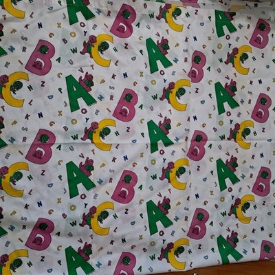 Vintage 90s Barney The Dinosaur Baby Bop ABC  Fabric Panel DIY Craft 94x65
