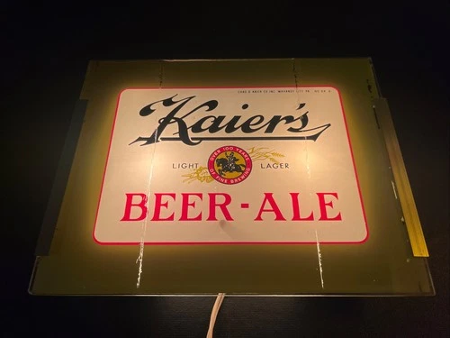 Vintage Kaier's Beer Ale Light Lager Lighted Bar Sign 10” x 8”