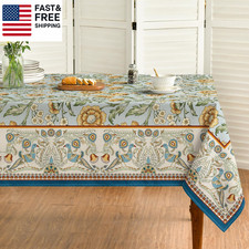 Rustic Rectangular Tablecloth 60X84 Inch, Bird Floral Vintage Washable Seasonal