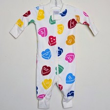 Hanna Andersson Candy Hearts Valentines Pajamas Baby Size 0-3 Months