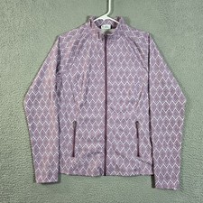 Sigrid Olsen Jacket Women L Purple Print Golf  Tennis Full-Zip L/S Zip Pockets