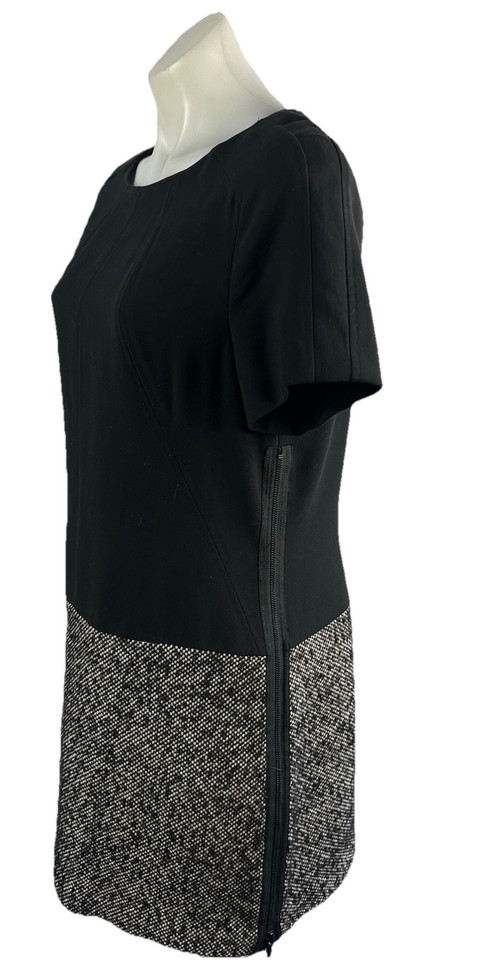 MARCS Short Sleeve Stretch Wool Blend Tweed  Mini/ Short Shift Dress Size 14