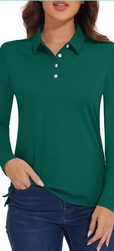 Damen Golf Poloshirts UPF 50+ Sonnenschutz Langarm schnelltrocknend Small - Bild 2 von 4