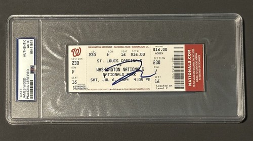 James Wood Signed Autographed 1st MLB Hit Ticket Stub 7/6/24 PSA DNA Rookie Star