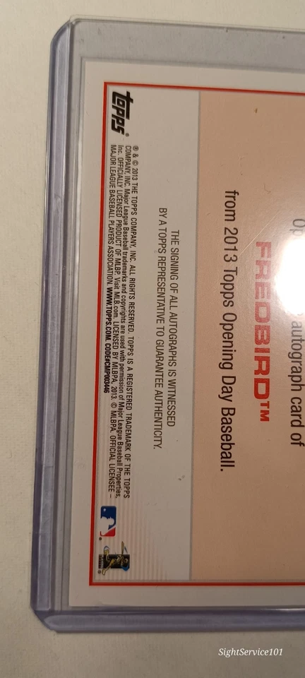 2013 Topps Baseball Opening Day Auto Fredbird MA-4 - Image 3 of 4