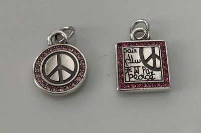 Brighton PEACE IN PINK Crystal Charm DUO, NEW Condition