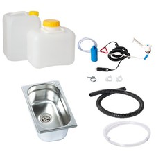 12V Camping Sp&uuml;le Technikpaket Waschbecken Bausatz Sp&uuml;lbecken Wohnmobil T4 T5 T6