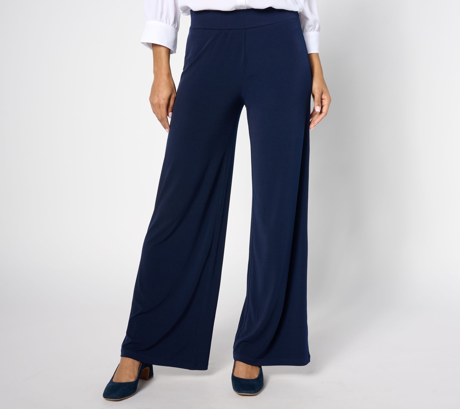 Susan Graver Women's Petite Pants 1XP Essential Pet Liquid Knit Blue A623490