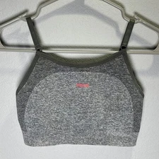Gymshark Flex Strappy Sports Bra Seamless Grey Pink Logo Size small 