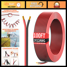 100ft 12awg Red Black Hookup Wire Flexible Low Voltage 122 Cable For Led Stri 100ft 12awg Red Black Hookup Wire Flexible Low Voltage 122 Cable For Led Stri