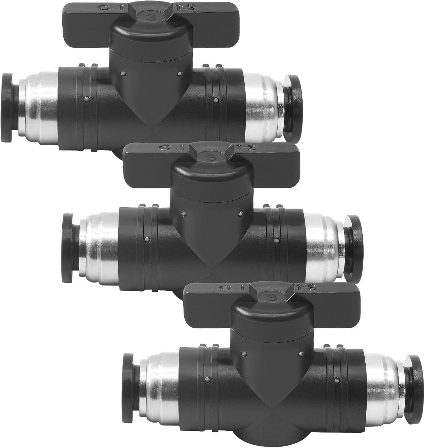 Uenhoy 3 Pcs Pneumatic Ball Valve 8mm OD Push to Connect Fittings Air Flow Contr