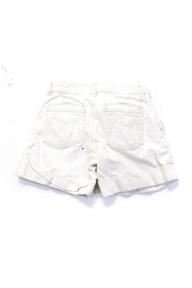 Pantalones Cortos Marc By Marc Jacobs Mujer Tiro Medio Puños Sarga Algodón Marfil Talla 2 Foto 2 de 4