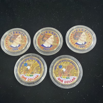 5 - 1999 Susan B Anthony $1 Colorized Coin in Protective Capsule