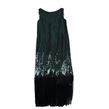 Women’s Nanette Lepore Sequin Fringe Dress flapper cocktail size 12 sparkle New