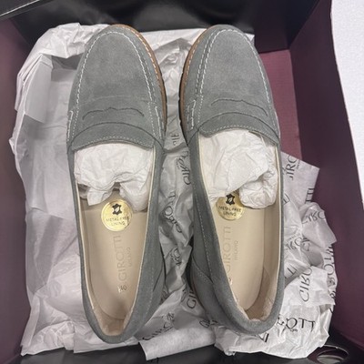 Women s Girotti Suede Grey Slip On Penny Loafers EU 40/US 9.5 New