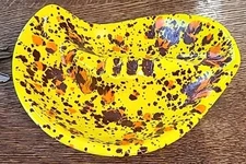 Ceramic Ashtray Yellow Orange Brown Speckled vintage