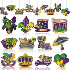 36PCS Wooden Mardi Gras Ornaments for Tree Mardi Gras Party Decorations Indoor,M