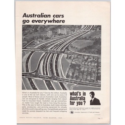 Australian Cars 1969 Vintage Print Ad Dept Trade & Industry Highway Bridges