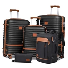  Expandable Luggage Sets 5 Piece, Lightweight Hard Shell 5 piece set Black