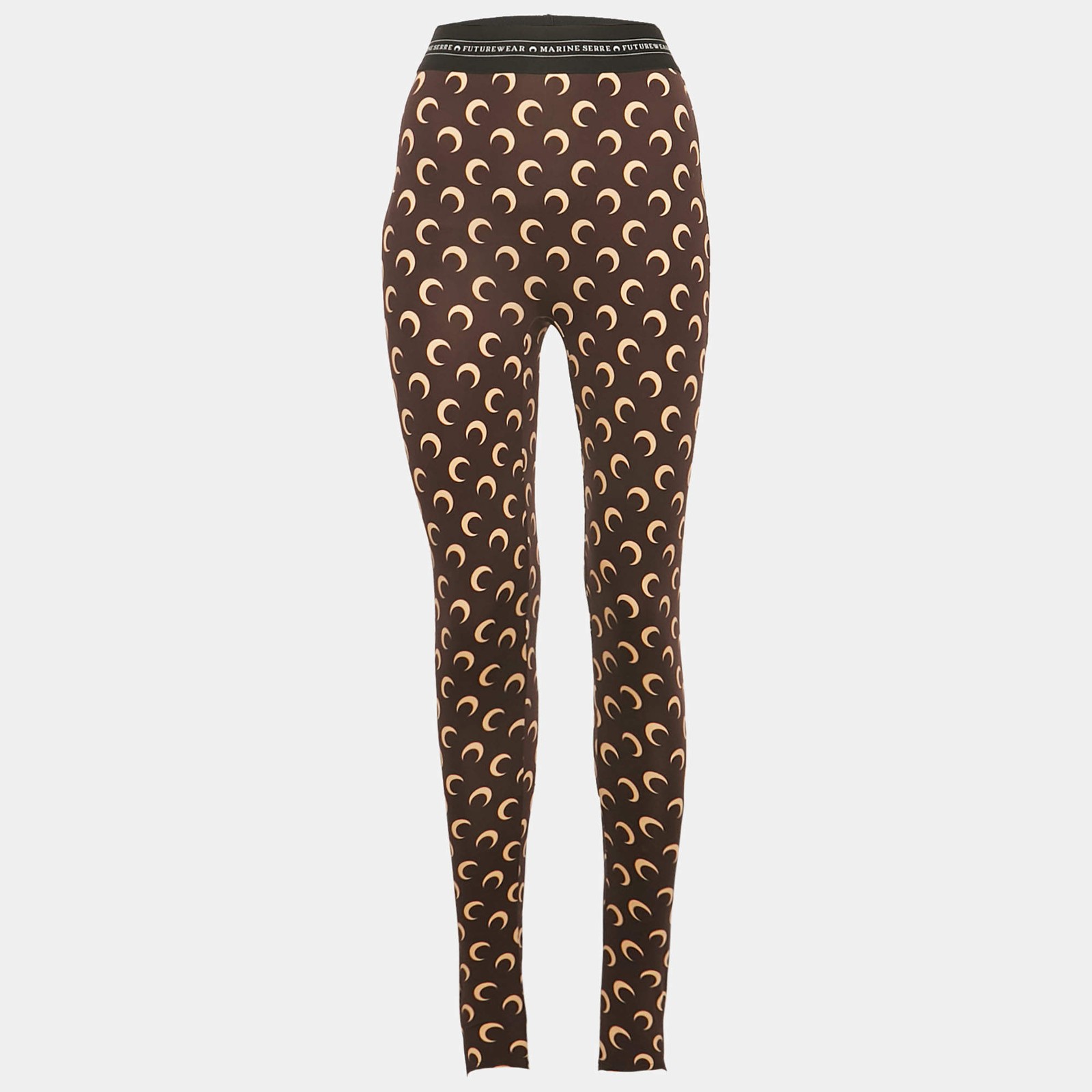 Marine Serre Brown Moon Print Jersey Stirrup Leggings S
