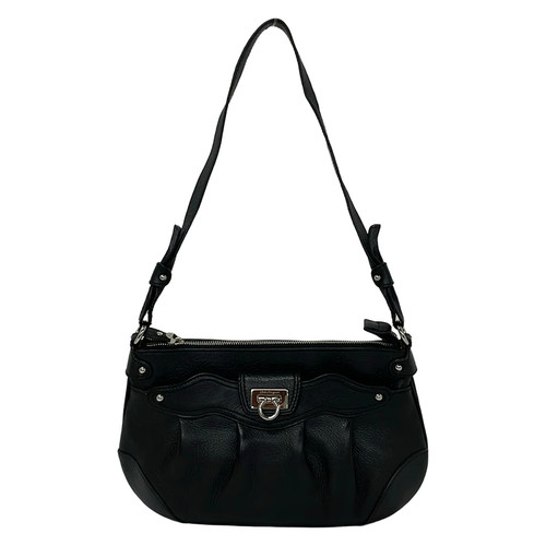 Salvatore Ferragamo Gancini AU-21 Black Leather Shoulder Bag