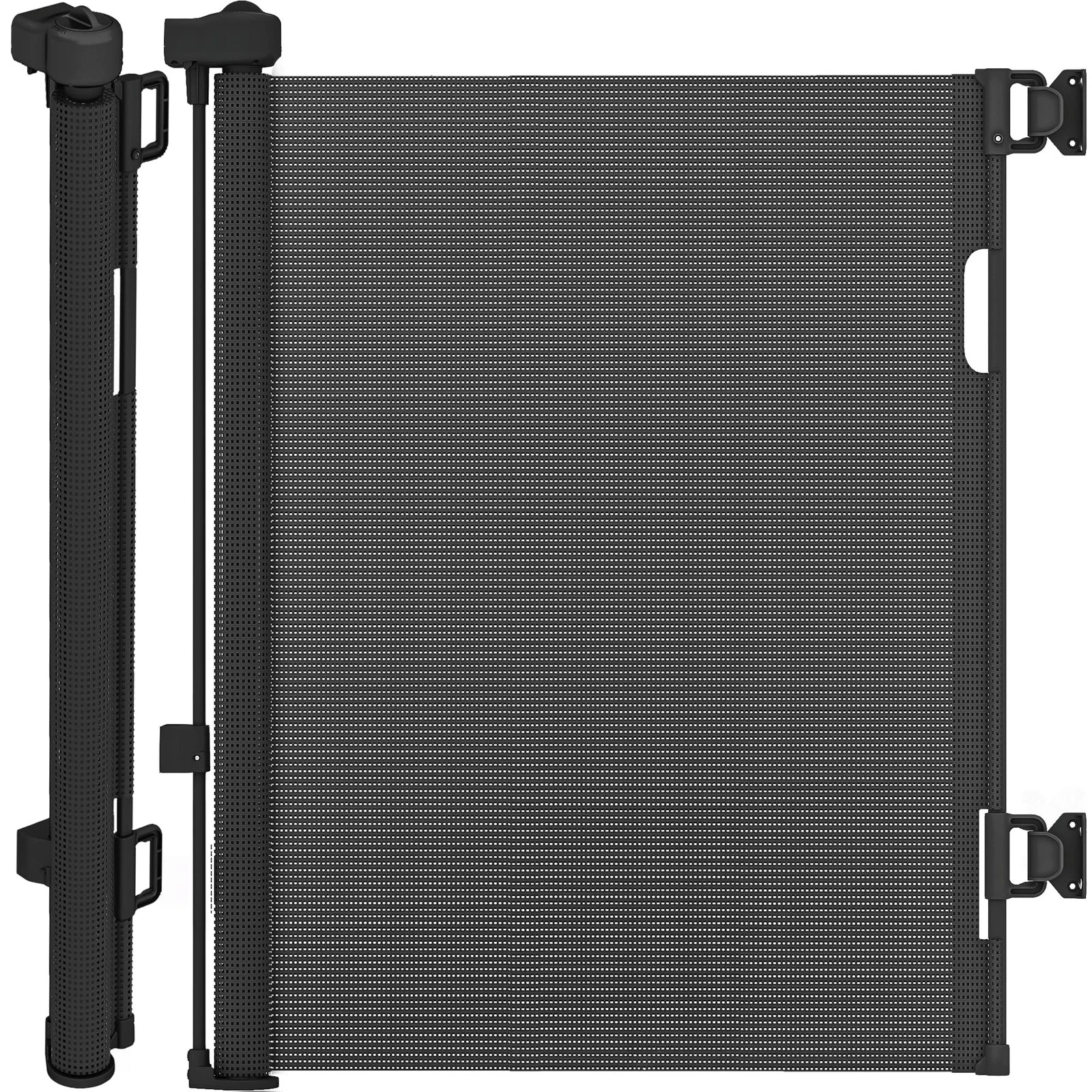 Black Retractable Stair Gate for baby & Pet with secure 2-Step Lock - 140