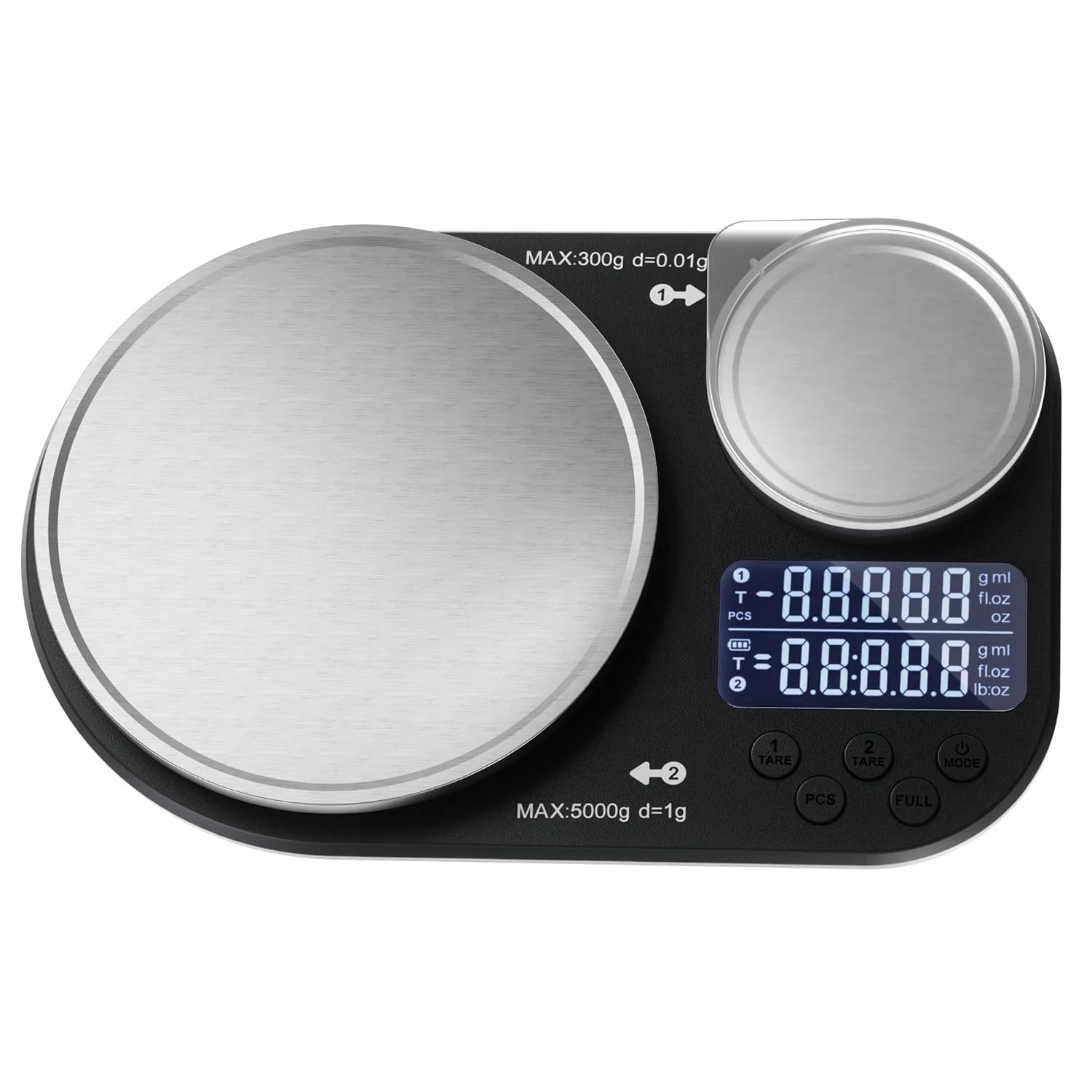 Dual Platform Kitchen Scale, Digital Food Scale Weighs up to 5Kg & 300G,Digital