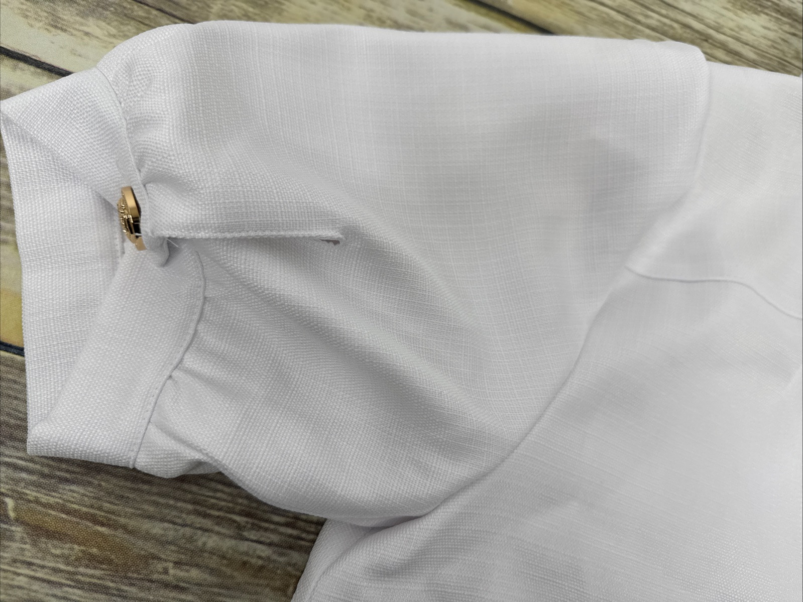 Dennis Basso Textured Short Sleeve Button Front Jacket Size S White NEW