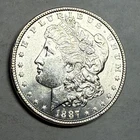 1887 Morgan silver dollar. Choice AU-UNC slider+, reverse is UNC. $1.  #ro1