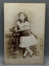 Antique Cabinet Card Young Girl With Curls Pretty Dress New York J. O Neil