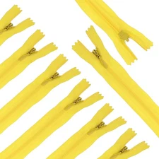 10Pcs 23.6" Nylon Coil Zippers, #3 Closed End Jacket Zippers, Yellow