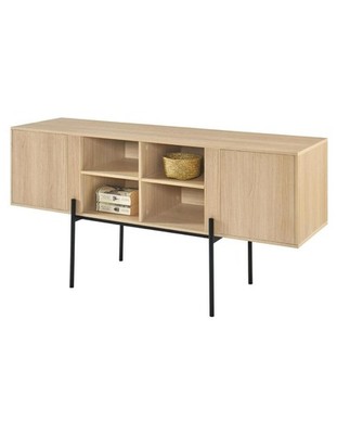 TV-Schrank 140 cm   Eichenoptik, Metallfüße, bis 65 Zoll   Modernes Sideboard