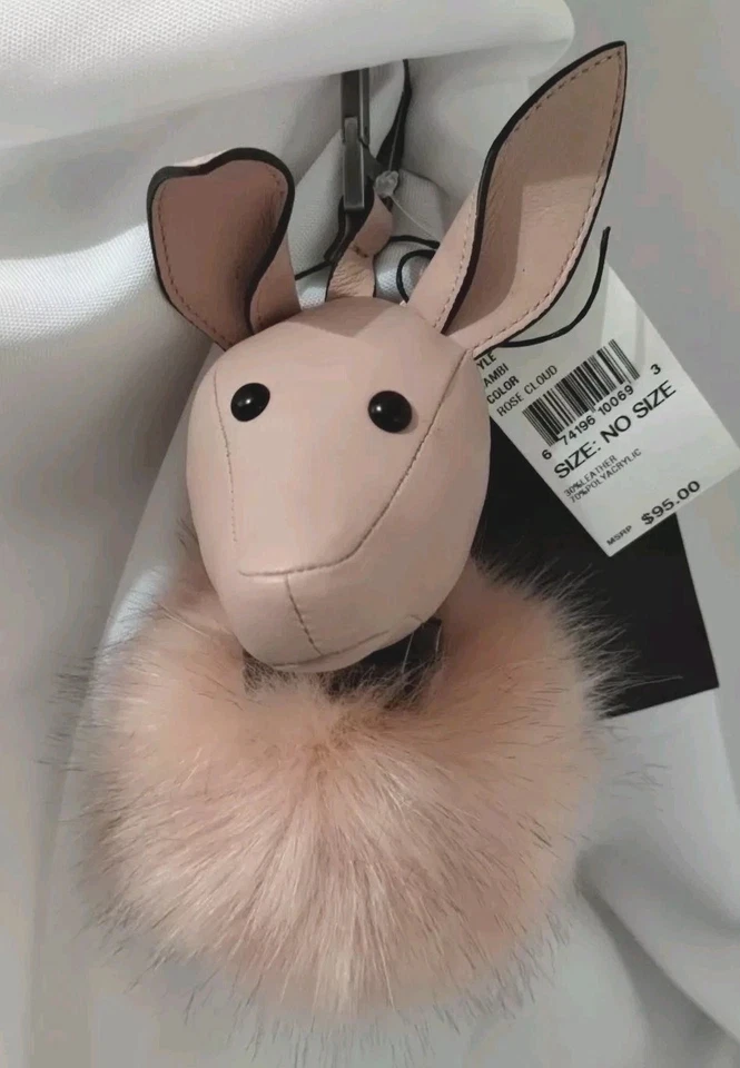 Kendall + Kylie Bambi Faux Fur Purse Charm IRL Rose Gold pooch (NEW) - Image 2 of 4