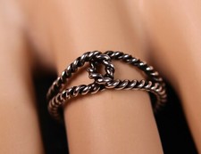 Sterling Silver Rope Ring Interwoven Double Loop Knot Ring