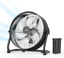 12 inch Industrial High Velocity Floor Fan, Black Portable Battery Operated 138