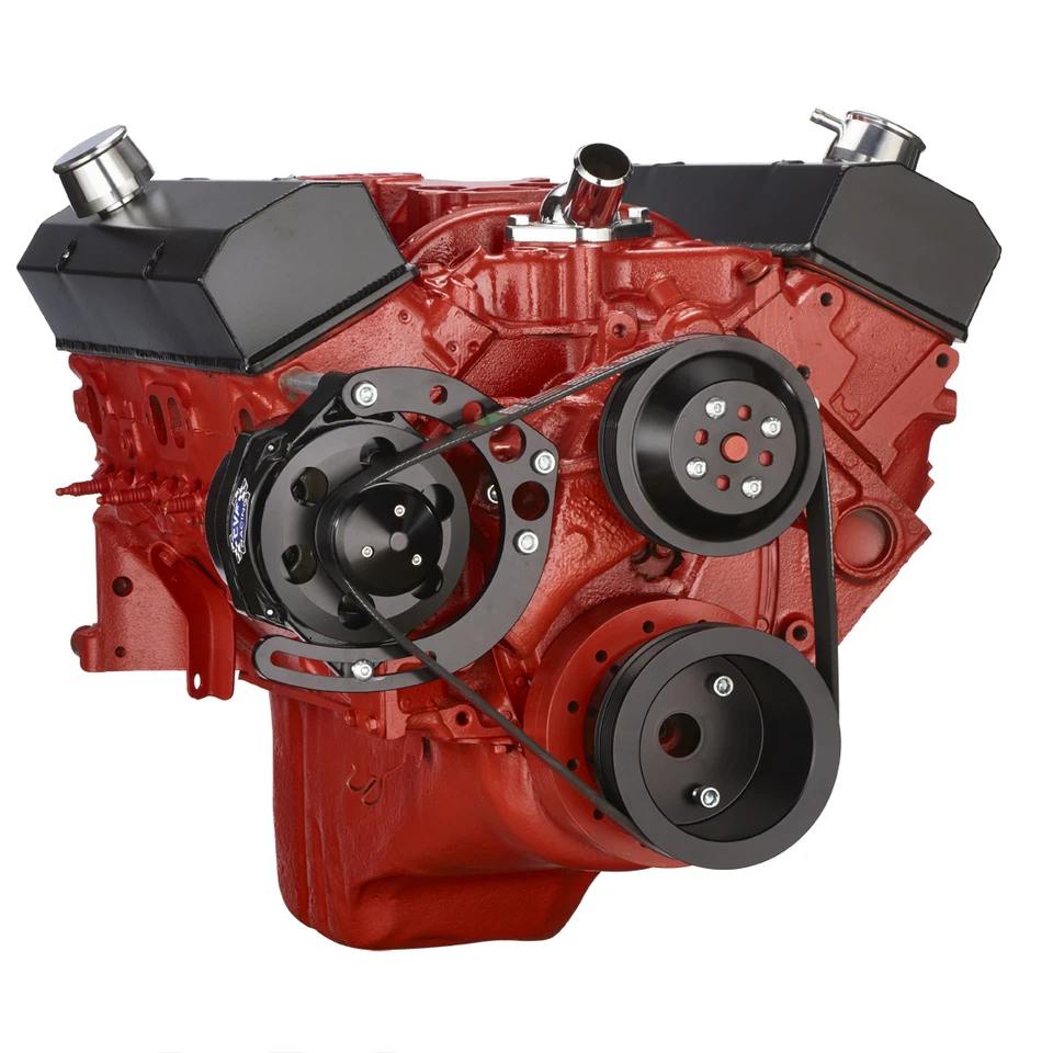 Kit de conversión de serpentina de bloque pequeño Chevy negro - solo alternador, LWP SBC Foto 3 de 4