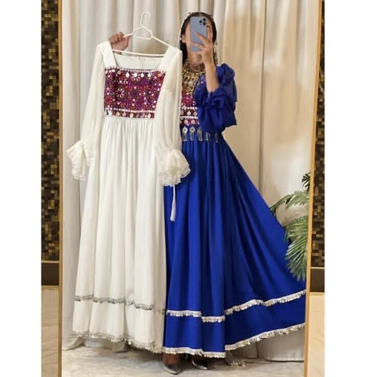 knee length dresses for ladies Shop tradtional black afghan dress for women by Gulnaaz Khan – Gulnaaz  Fashion main image 1