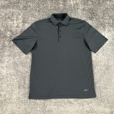 Greg Norman Golf Polo Shirt Mens Medium M Grey Striped Play Dry